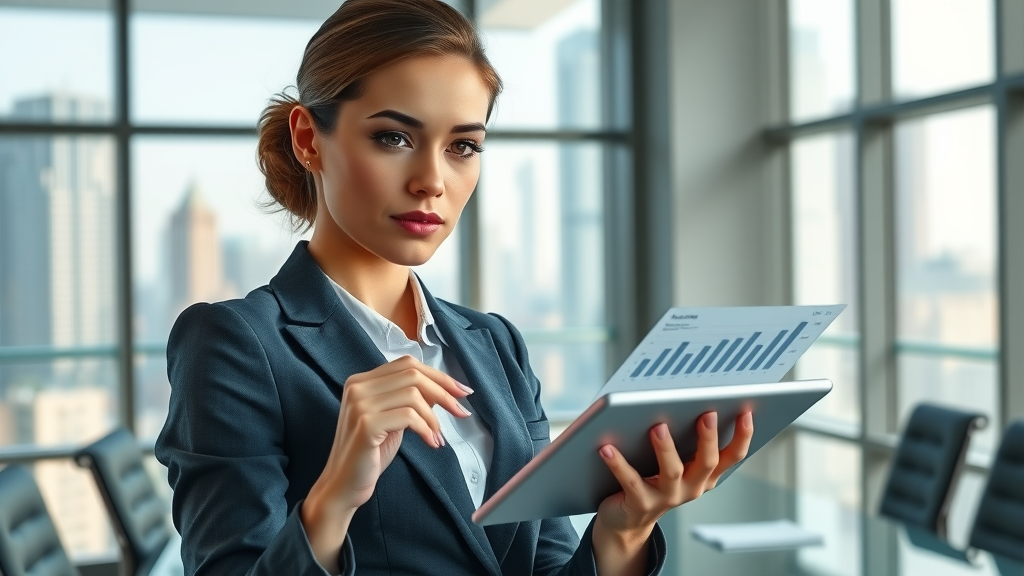 ambitious young businesswoman, presenting data charts, corporate boardroom, personal branding strong personal brand