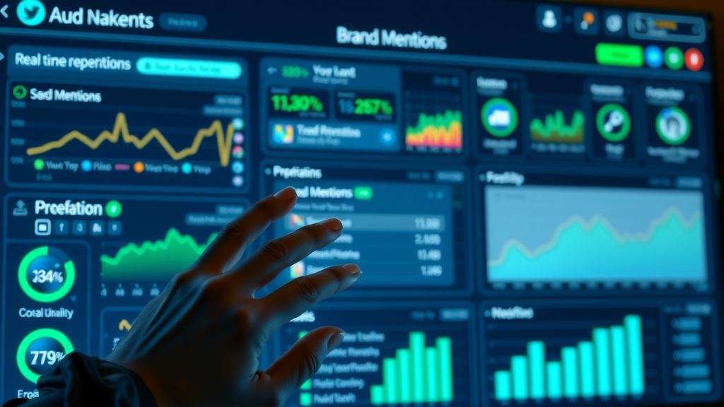 SaaS dashboard showing real-time brand mentions and notifications for reputation management analysis