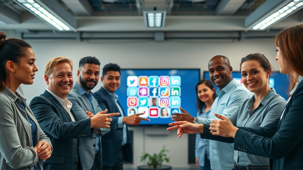 diverse team of marketers planning a strategy for Facebook, Instagram, LinkedIn, and Twitter paid ads