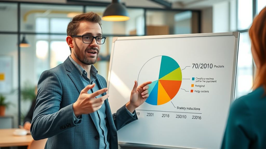 strategic consultant explaining the 70/20/10 rule for structuring social media paid ads budget