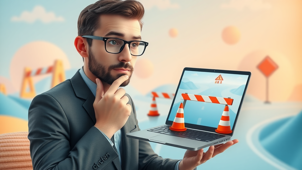Business owner navigating digital barriers to launch successful digital marketing campaigns