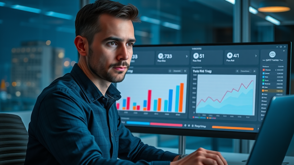 modern split-testing dashboard displaying two variants of paid search ads with marketing analysis for higher conversions