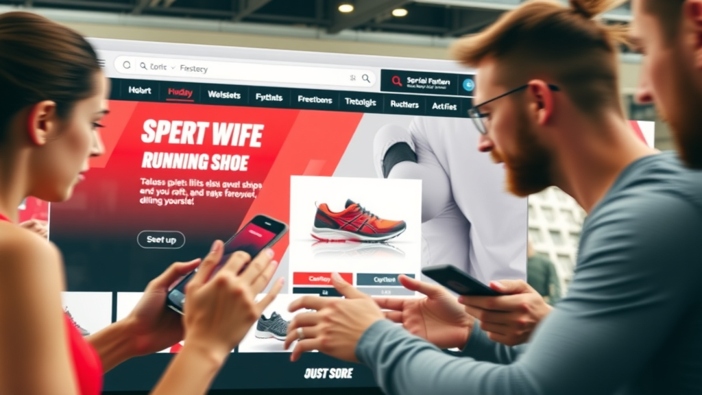 Sports website with a prominent banner ad displaying a running shoe campaign, high user engagement