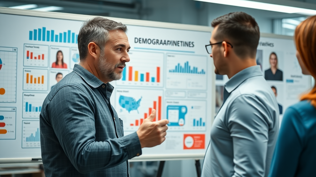 content marketing for social media strategist analyzing target audience demographics on digital boards
