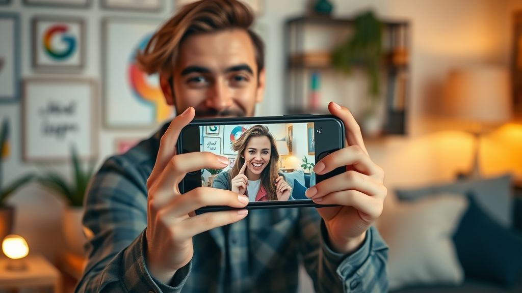 digital branding influencer engaging audience on social media with brand logo in frame