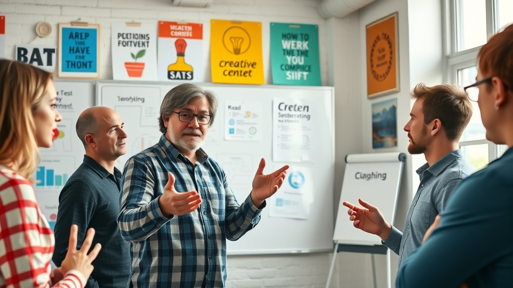 Visionary marketing leader in a creative brainstorming session focused on turning marketing campaign ideas into measurable ROI results.