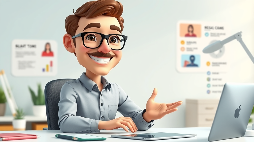 Successful marketer creating diverse content for various social media platforms, animated effects, clean desk, highly detailed, digital tools present