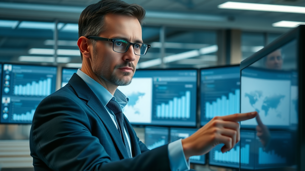 business professional reviewing online reputation management dashboard analytics