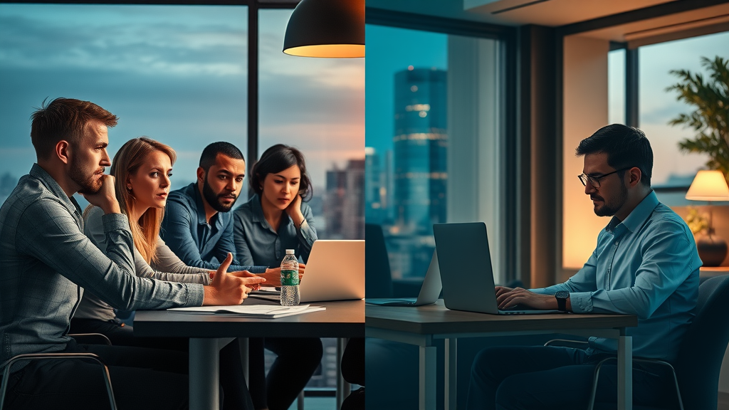 team collaborating vs solo business owner tackling reputation management in Sterling Heights