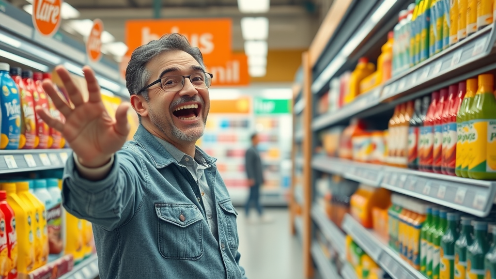 consumer recognizing and reaching for brand on supermarket shelf
