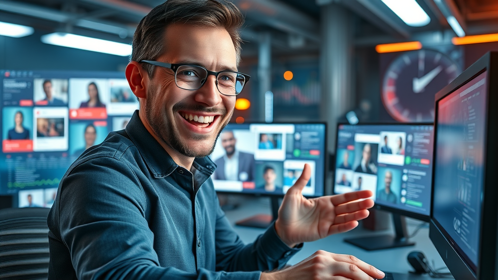 Social media paid advertising - Creative advertiser optimizing paid ad campaigns across multiple social media platforms, Sterling Heights business, digital effects.
