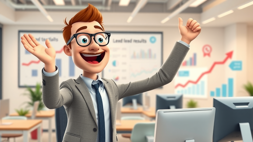 innovative digital marketer celebrating successful lead generation from paid advertising strategies