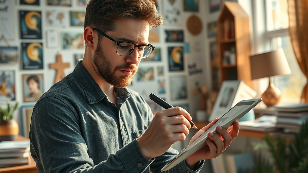 creative ad designer sketching paid advertising campaign concepts for digital marketing