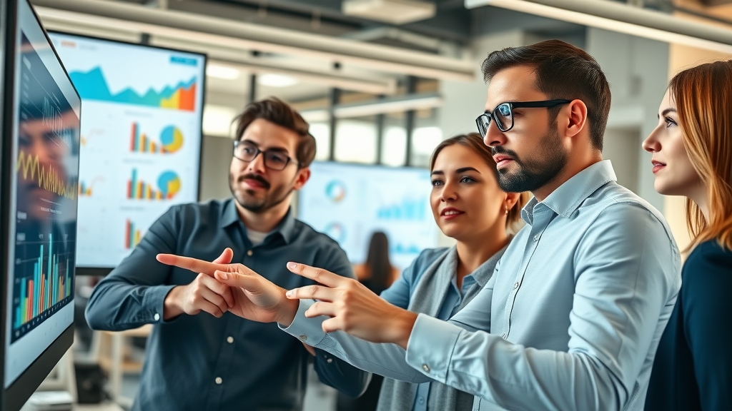 digital marketing team analyzing data for content marketing trends in 2024