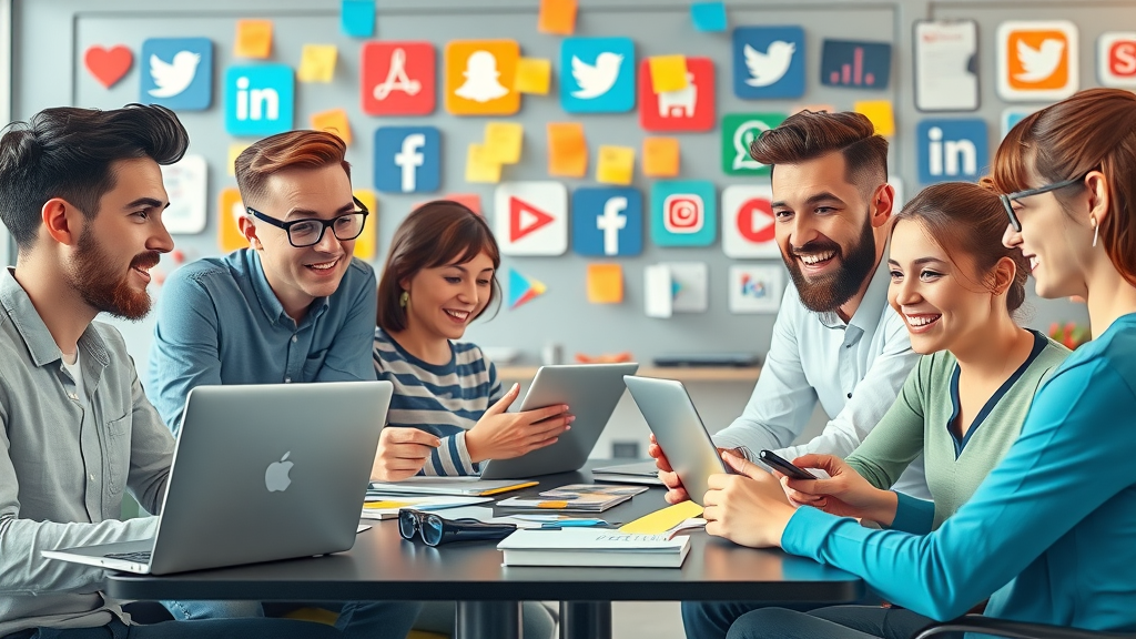 team planning social media marketing campaigns with trending content
