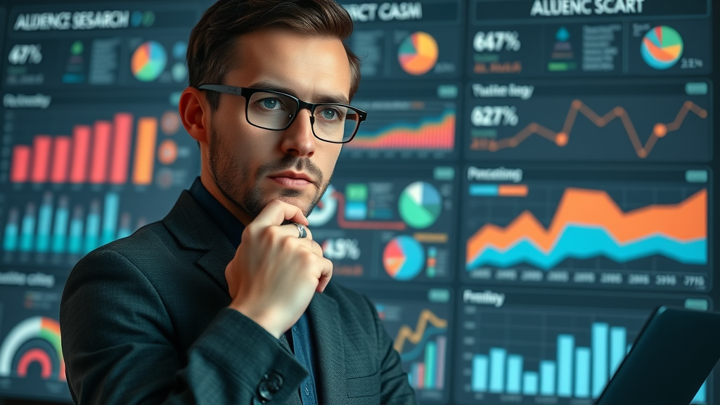 Analytical marketer analyzing demographic data and creating personas for optimal content distribution