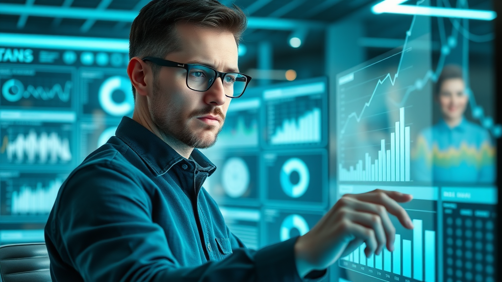 Digital marketer using advertising platform dashboard, adjusting target audience for online paid ads, high-tech and data-driven workspace