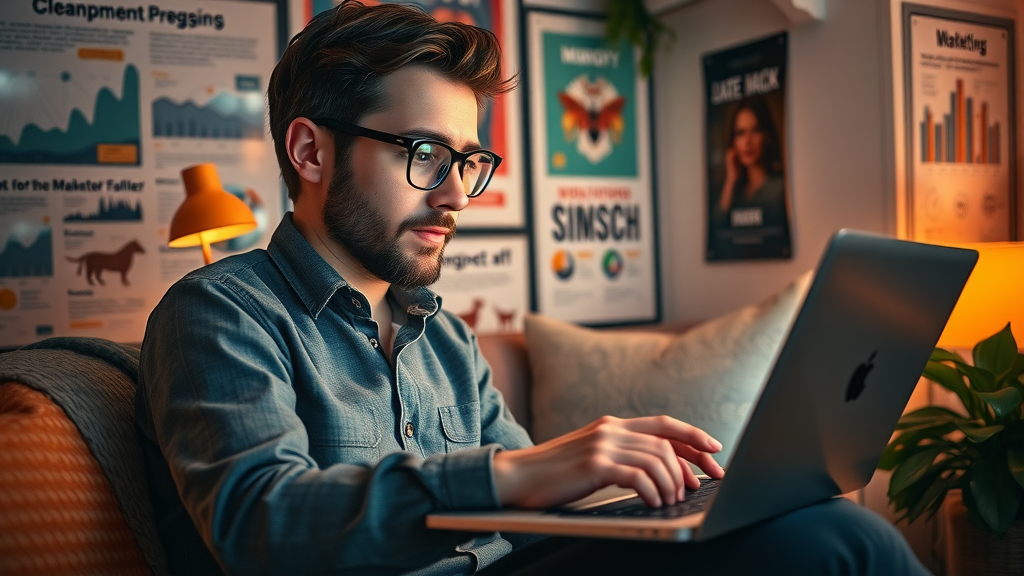 digital marketer analyzing bounce rate and social engagement metrics on laptop