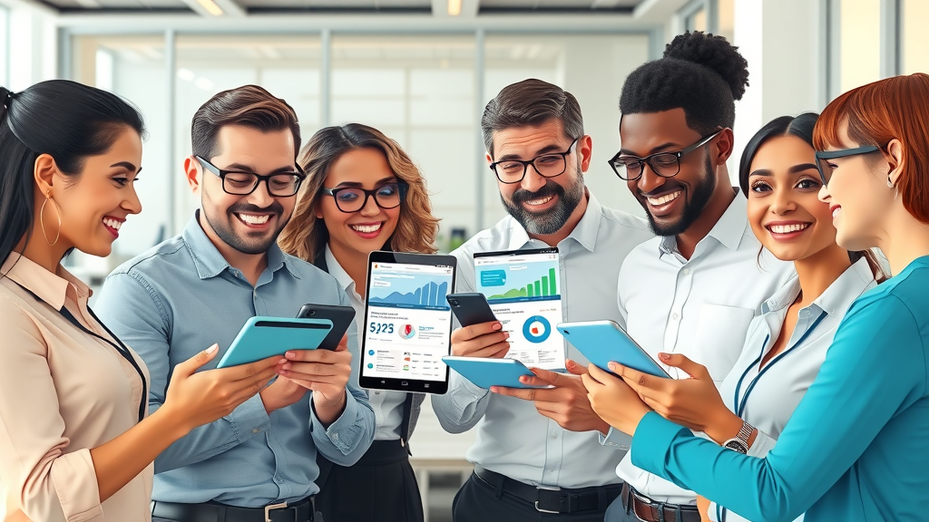 diverse business team evaluating examples of successful PPC campaigns and ad formats