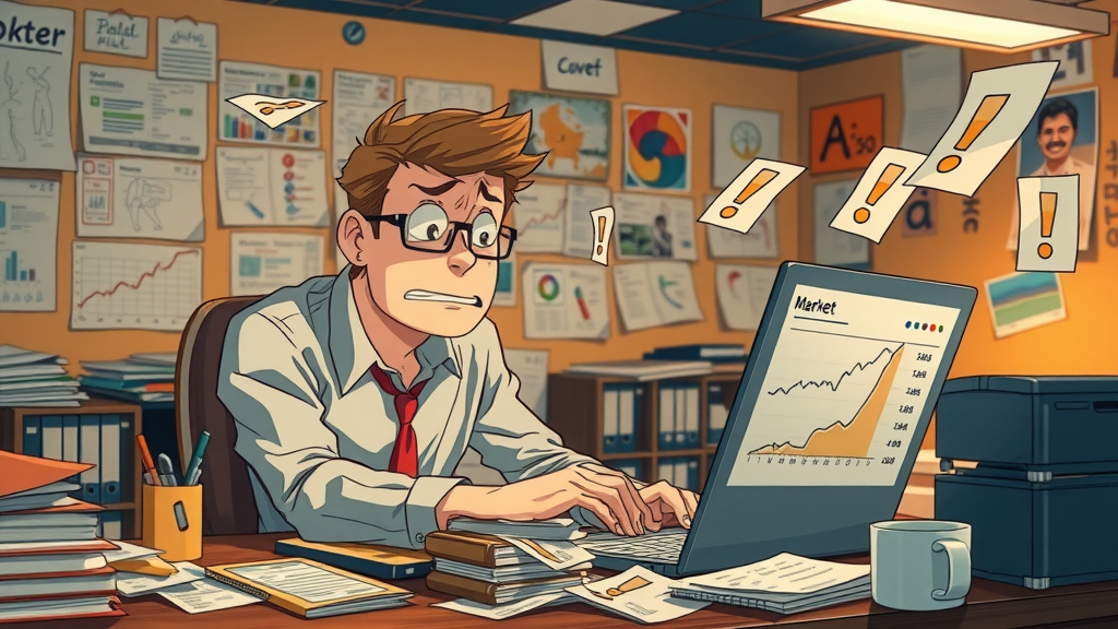 paid social campaigns frustrated marketer looking at poor-performing ad metrics on a cluttered desk with rejected creative sketches