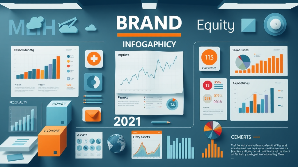 brand management concept elements including brand identity, equity, brand asset, and guidelines infographic