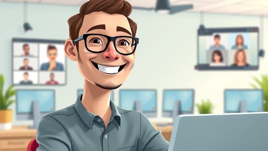 affiliate marketer networking virtually with influencer partners, digital marketing collaboration workspace