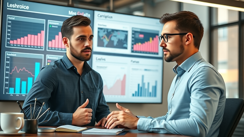 digital marketers analyzing social media paid ads dashboard, focusing on campaign analytics in a modern office setting, crisp and high-fidelity corporate look, with natural expressions and engaging technology interfaces