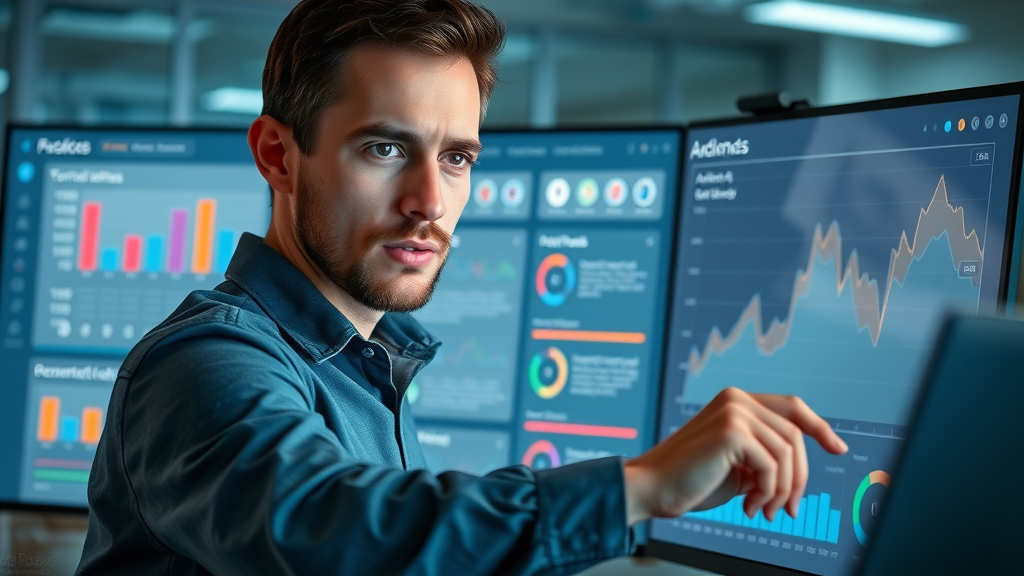 marketer adjusting detailed social media paid ad targeting settings on dashboard, visible heatmaps and demographic segments in a modern digital workspace