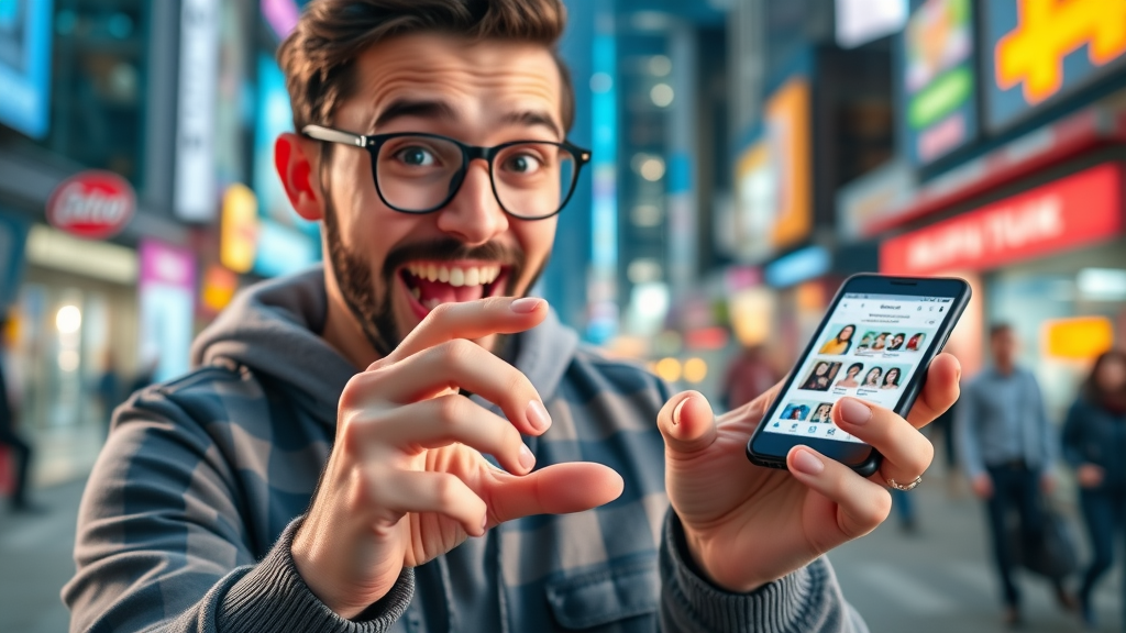 showcase of shoppable ad, interactive ad, story, and reel formats on mobile screens, with hands swiping to interact, in a bright digital urban setting, high detail and animated call-to-action effects