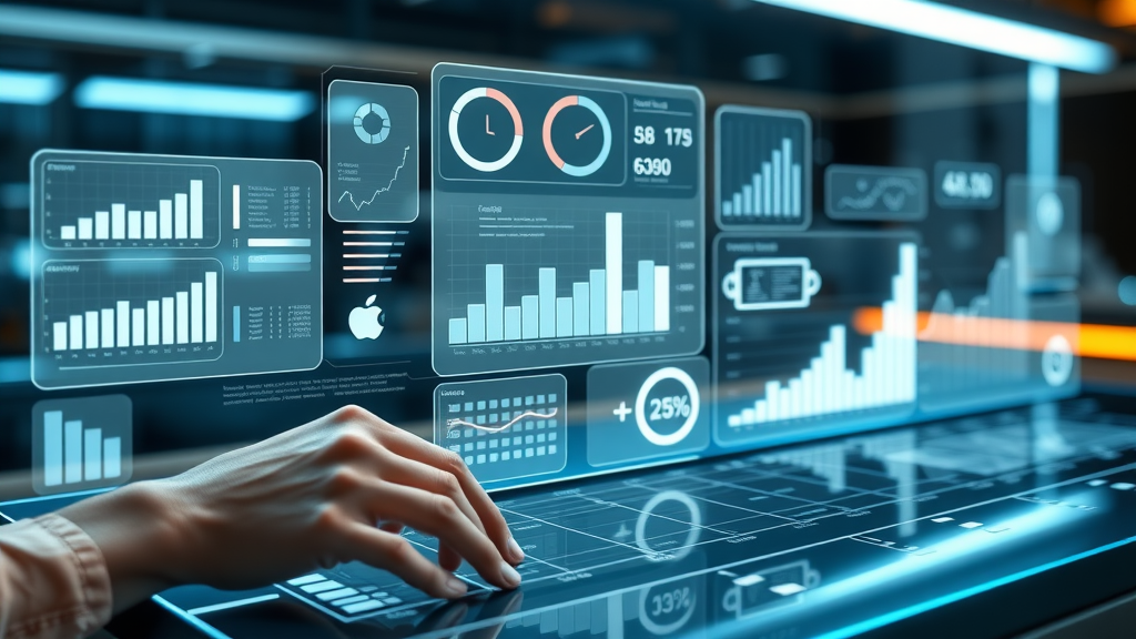 futuristic infographic illustrating interconnected digital audience engagement statistics and graphs with translucent layers above a touchscreen table