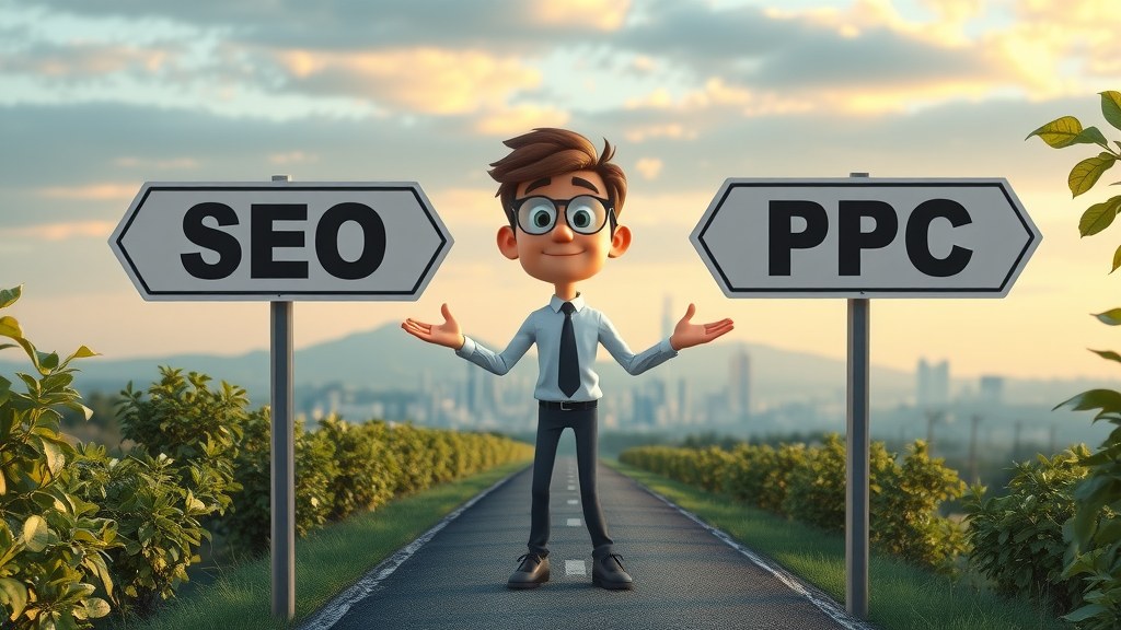 businessperson deciding between SEO and PPC for digital marketing search ads